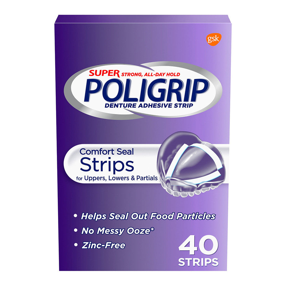 Super Poligrip Comfort Seal Strips Denture Adhesive, 40 Strips